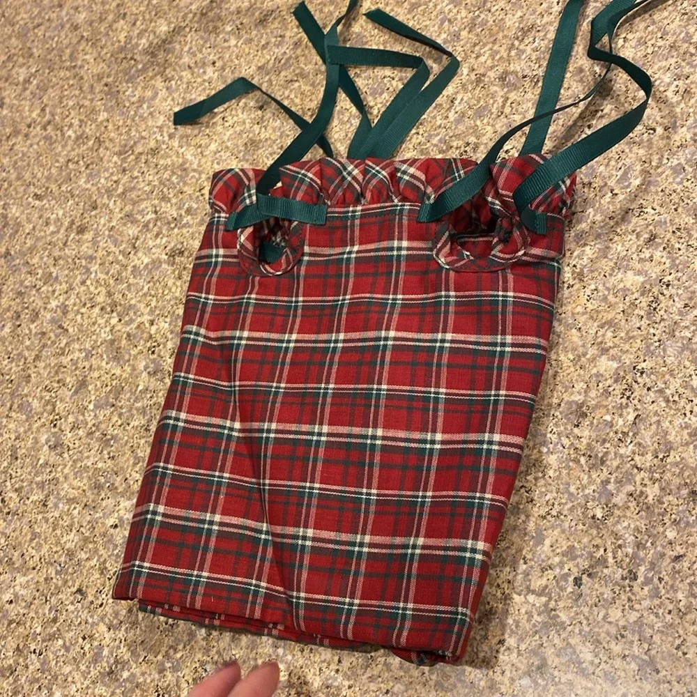 Longaberger Cake Plaid Tidings Fabric Basket Liner 20125 Ribbon (Liner Only)